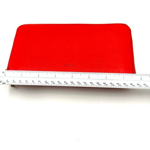 FOSSIL 4"x7 3/4" RED GENUINE LEATHER ID BILL CARD ZIP AROUND WALLET CLUTCH - Picture 7 of 12